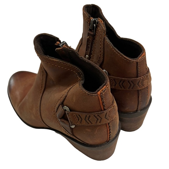 Teva Foxy Booties Brown Leather Round Toe Side Zip Ankle 6.5 - Picture 5 of 9